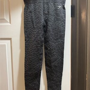 Gymshark Black Textured Zebra-Effect High-Rise Leggings